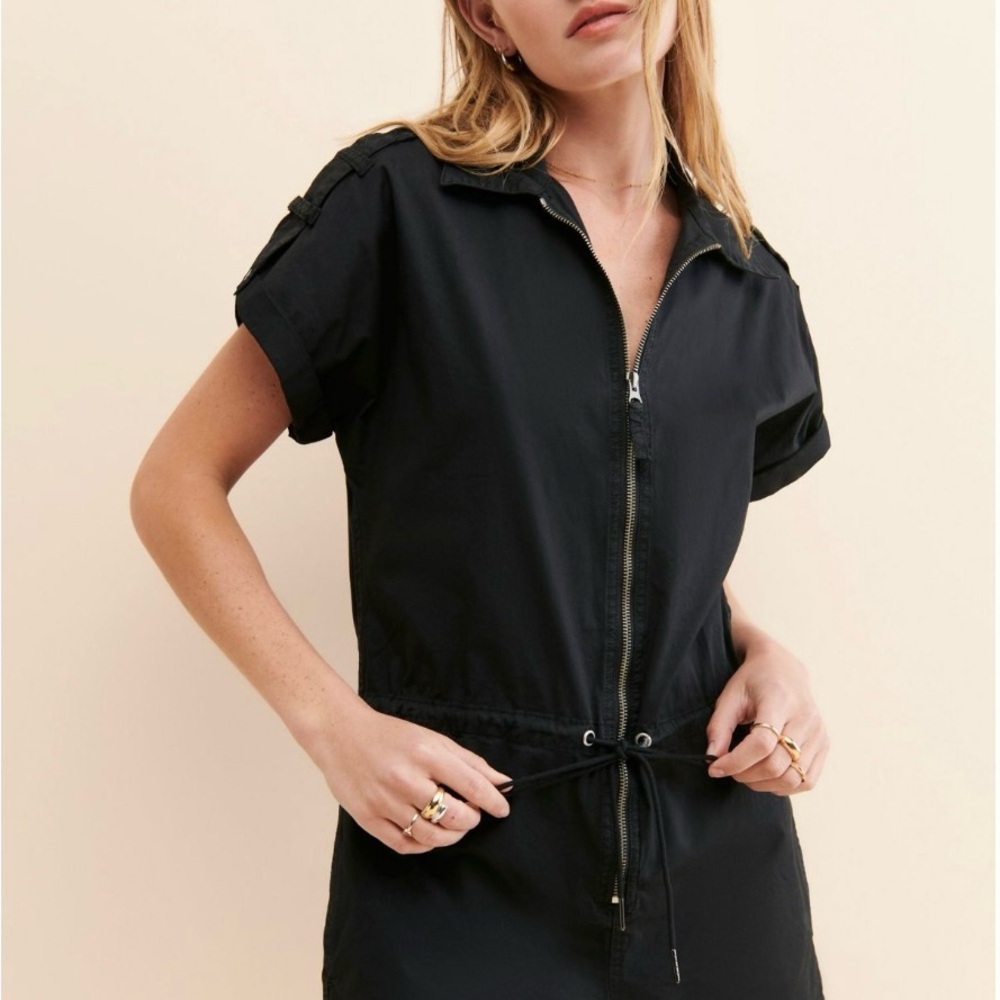 Pistola Meg Utility Black Zip-Up Jumpsuit